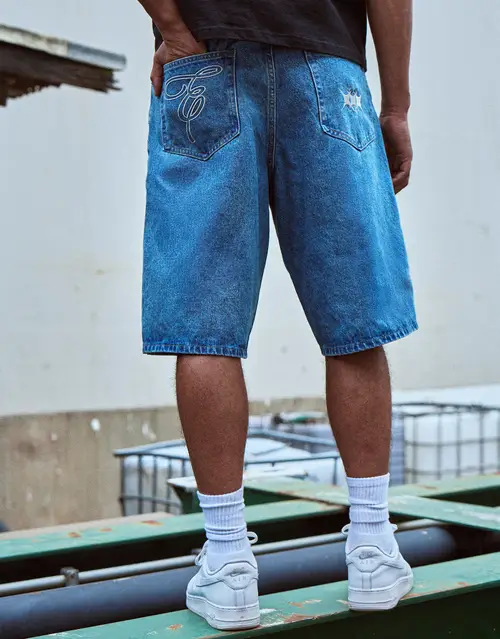 Vices Embroidered Baggy Fit Jorts