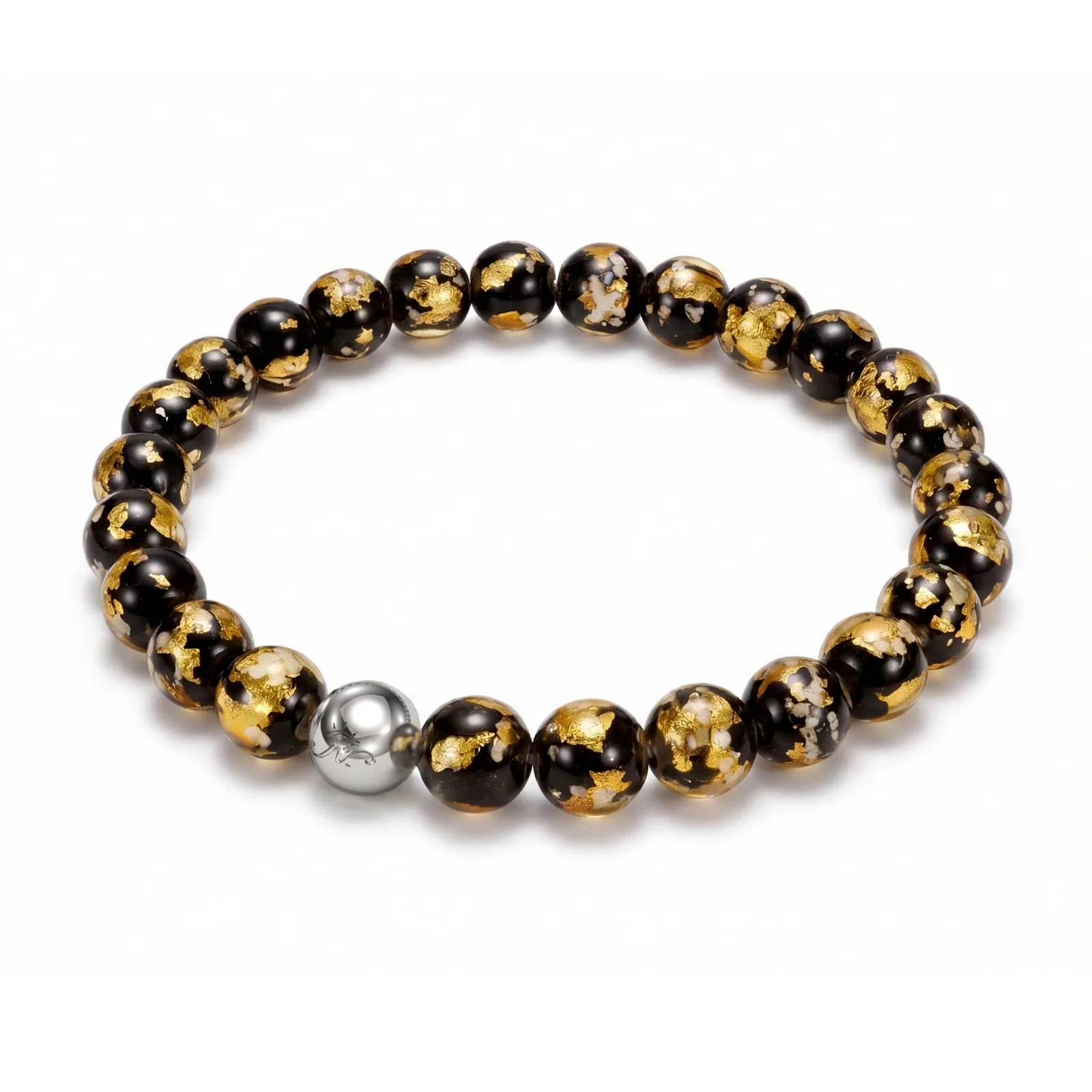 Image of NOGU Golden Eclipse | Lunar Glass Bracelet in Black Gold Silver