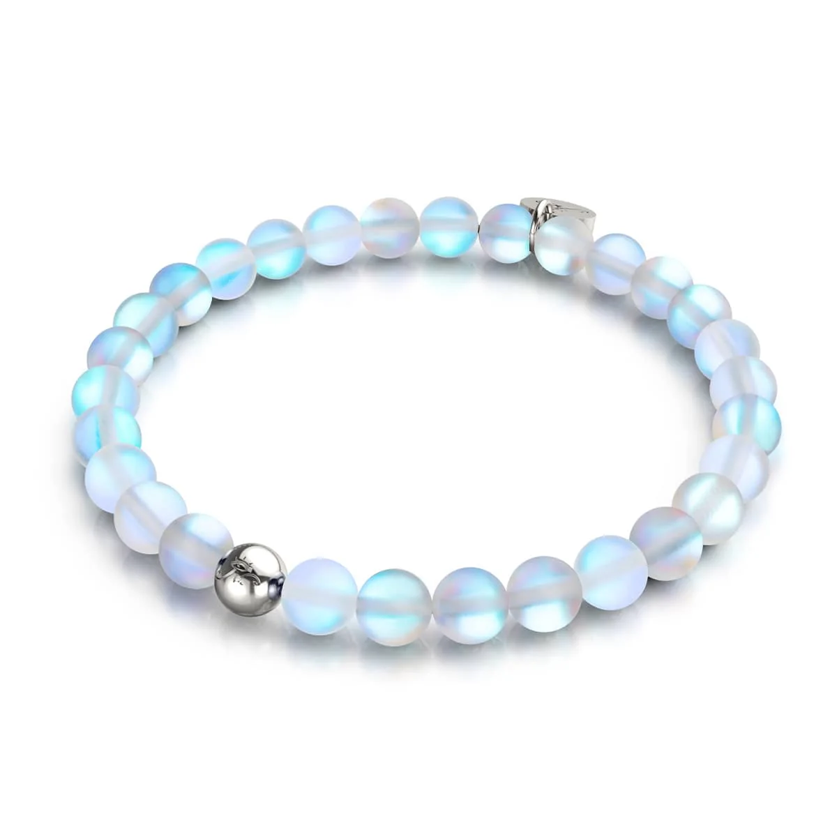 Image of NOGU Rainbow White | Silver | Mermaid Glass Bead Bracelet in Rainbow White Silver