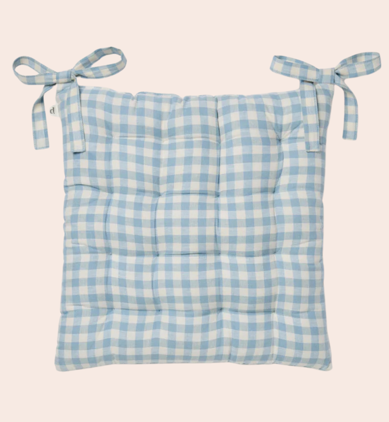 Warm Blue Gingham Linen Blend Seat Pad