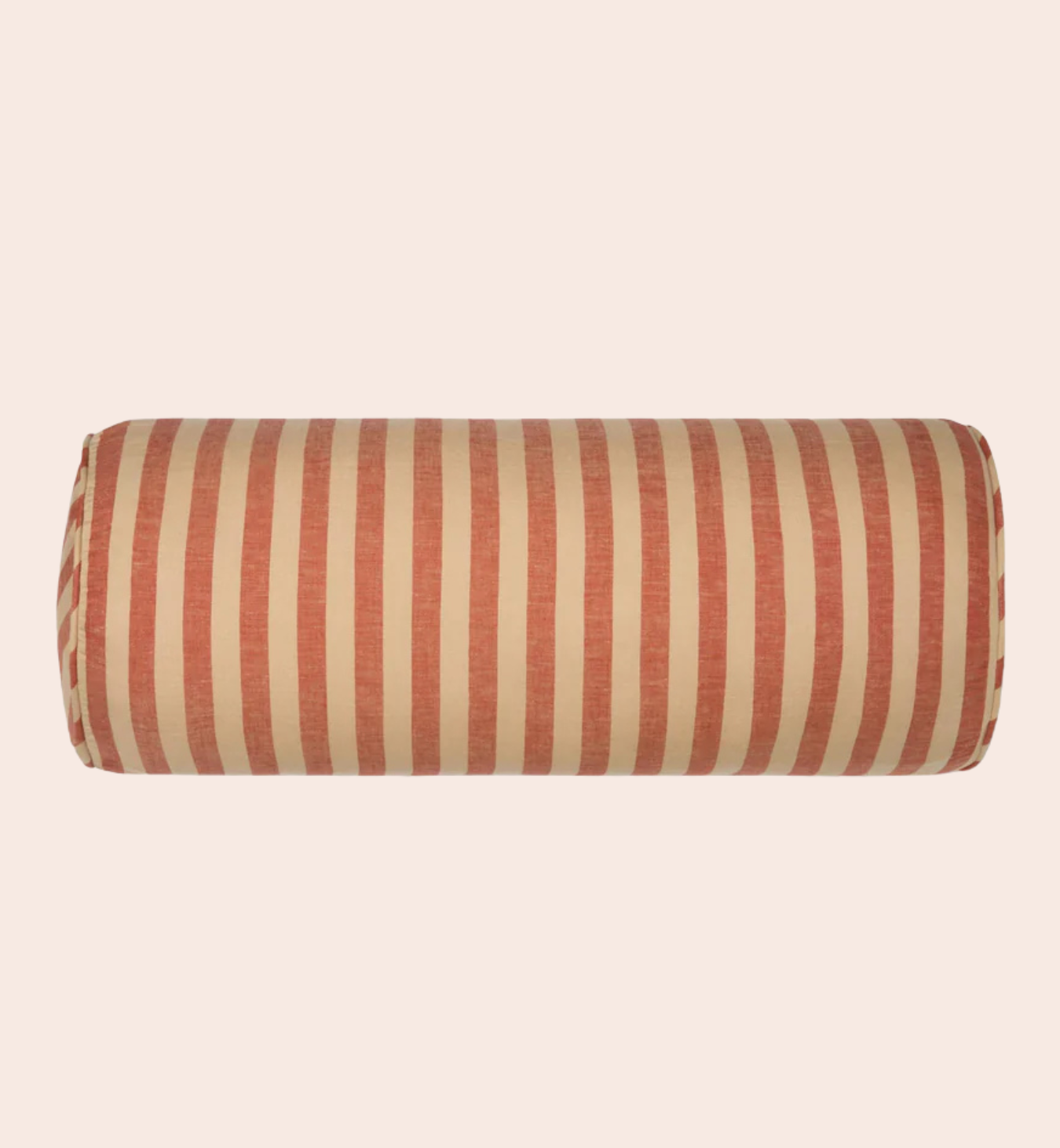 Sandstone Red Pembroke Stripe Linen Blend Bolster Filled Cushion