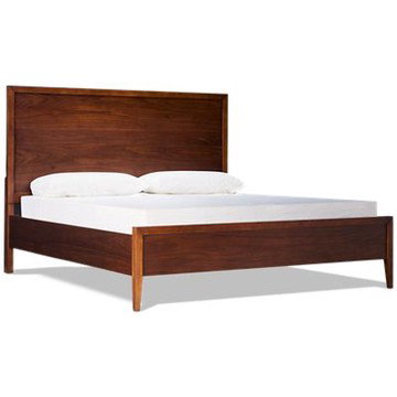 Jasper King Panel Bed - Rich Walnut Finish - Low Profile - Built-In USB Ports - Mid-Century Modern