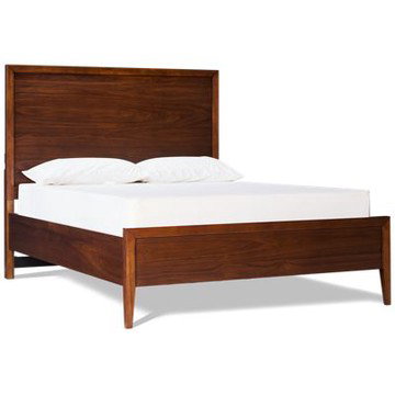 Jasper Queen Panel Bed - Rich Walnut Finish - Low Profile - Built-In USB Ports - Mid-Century Modern