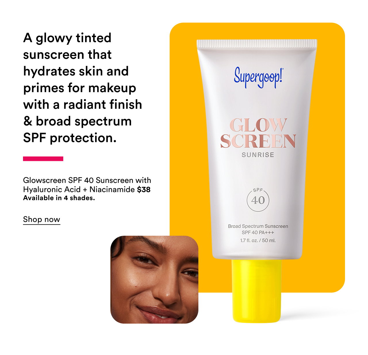 Glowscreen SPF 40 Sunscreen with Hyaluronic Acid + Niacinamide | Shop now