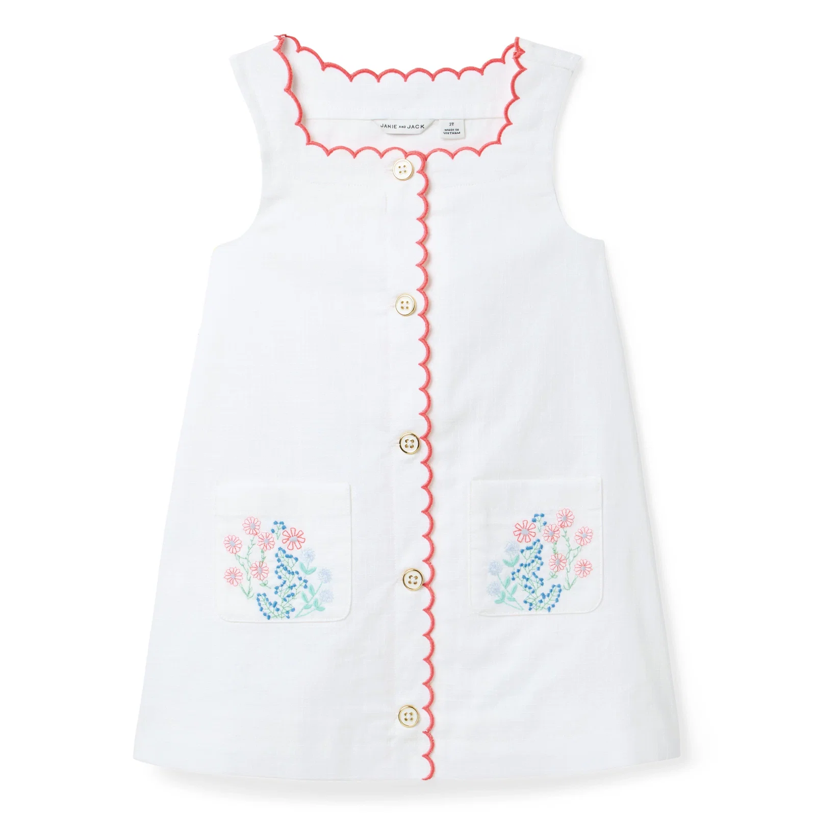 Embroidered Floral Pocket Dress