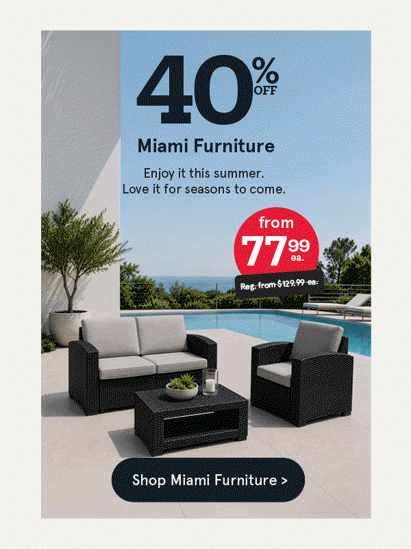  Miami Outdoor Seating Collection 40% off