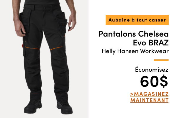 Aubaine à Tout Casser Pantalons Chelsea Evo BRAZ Helly Hansen Workwear pour femmes et pour hommes économisez 60$