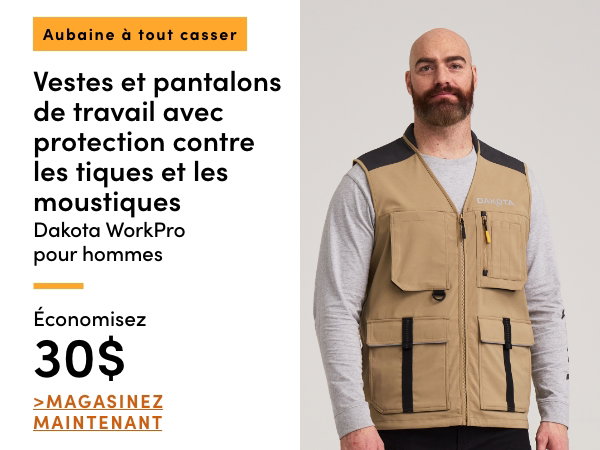 Vestes et pantalons de travail avec protection contre les tiques et les moustiques Dakota WorkPro pour hommes économisez 30$