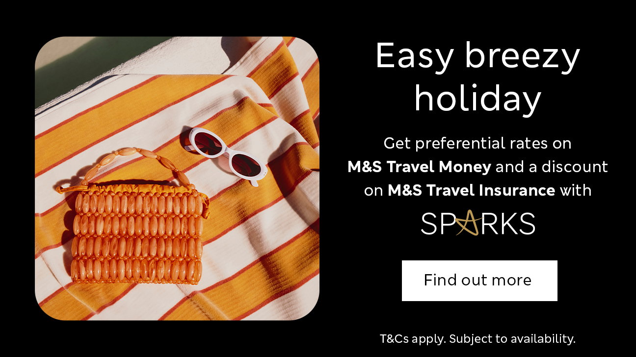 M&S Travel Money banner showing how to get preferential rates