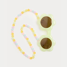 Green Kids' Flower Sunglasses with Chain