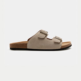 Sand Suede Slip-On Corkbed Sandals