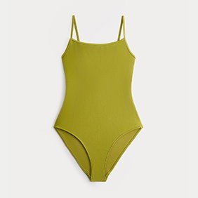 Moss Green Sheen Cami Scoop Neck Swimsuit