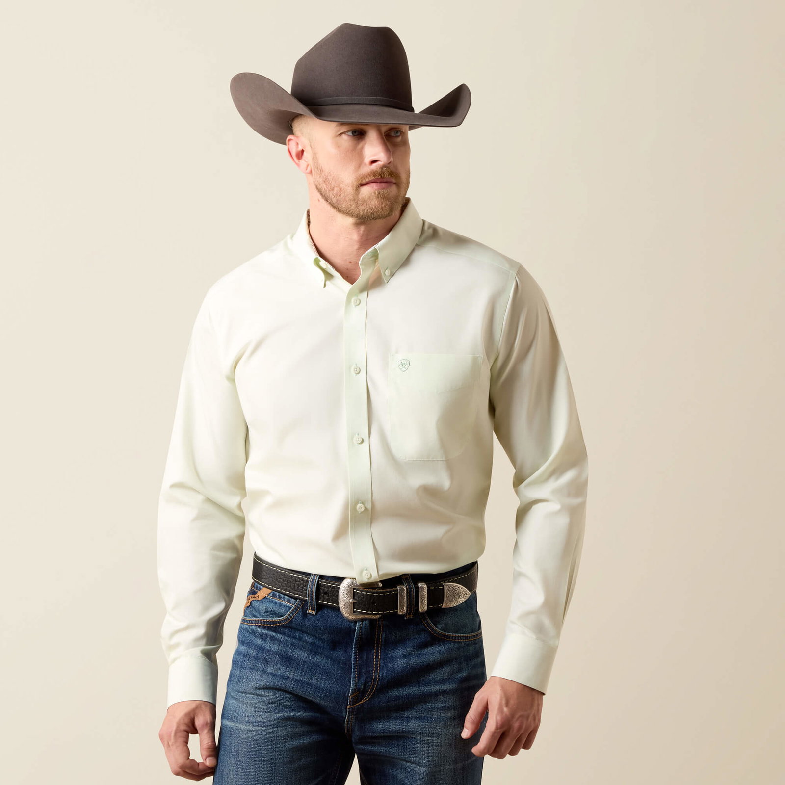 Men’s Wrinkle Free Solid Fitted Shirt