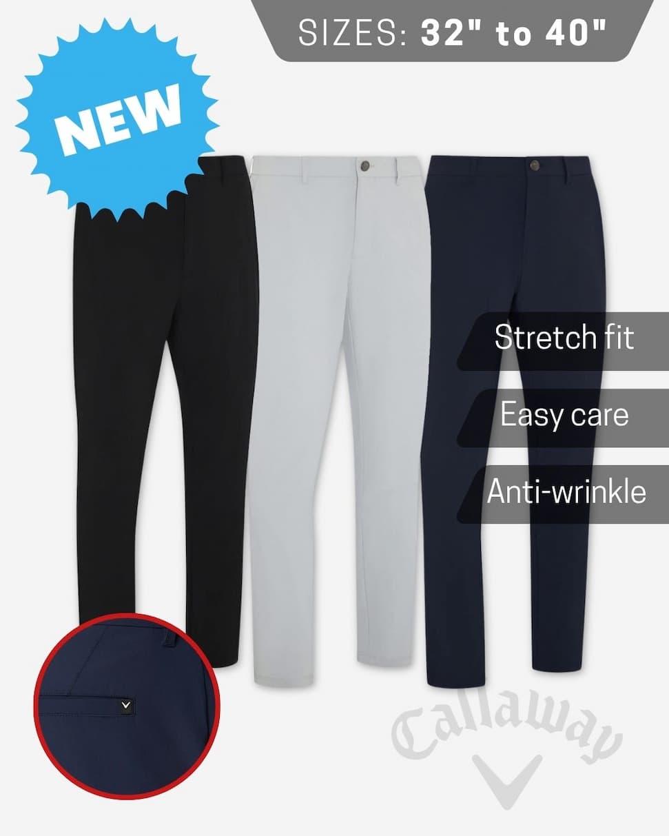 Callaway Mens The Epic Stretch Waistband Classic Slim Fit Golf Trousers