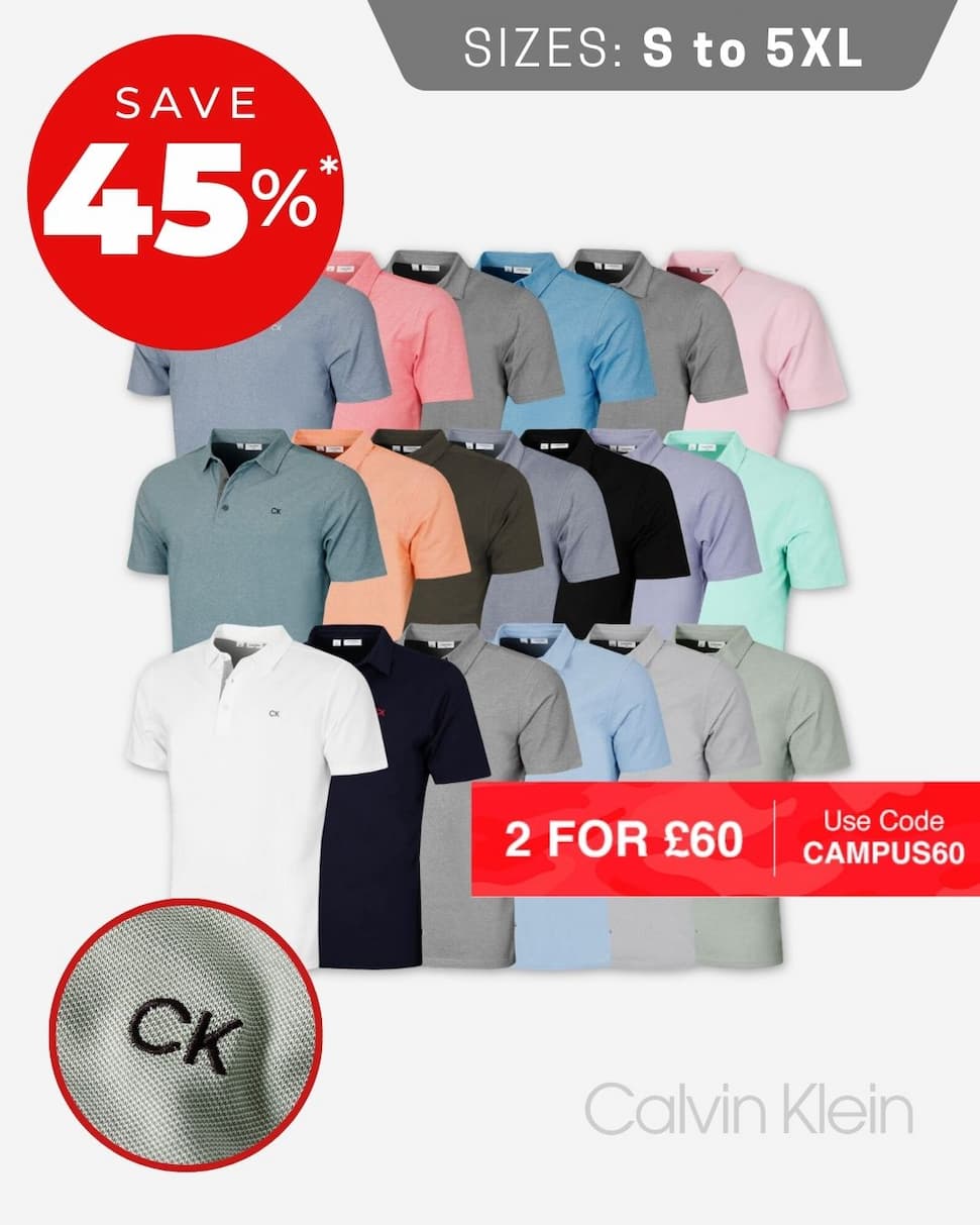 Calvin Klein Mens 2026 Prep Campus Oxford Pique Golf Polo Shirt