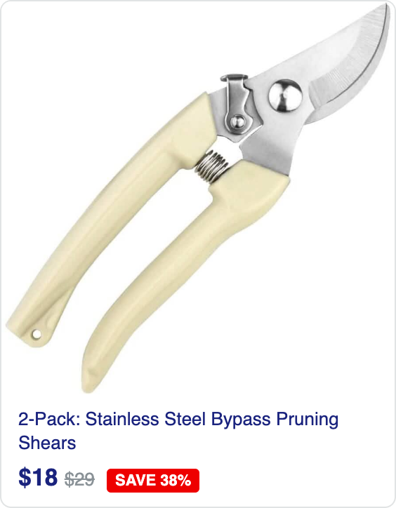 2-Pack: Stainless Steel Bypass Pruning Shears