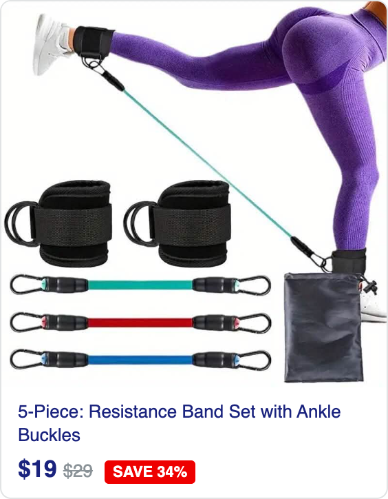 5-Piece: Resistance Band Set with Ankle Buckles