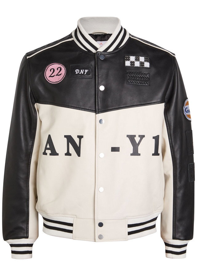 AN-Y1 Unisex appliquéd padded leather bomber jacket