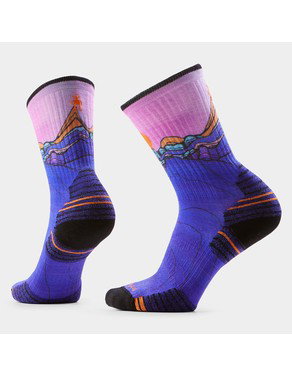Women’s Hike Mountain Sunrise Print Crew Socks-Deep Navy / M