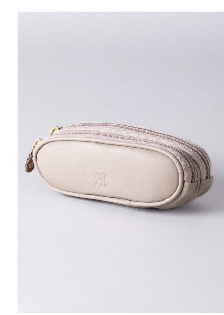 Leather Double Glasses Case Grey