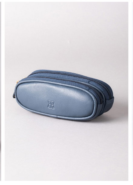 Leather Double Glasses Case Navy