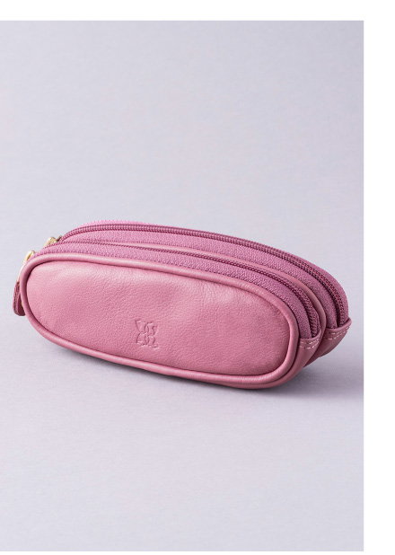 Leather Double Glasses Case Mauve