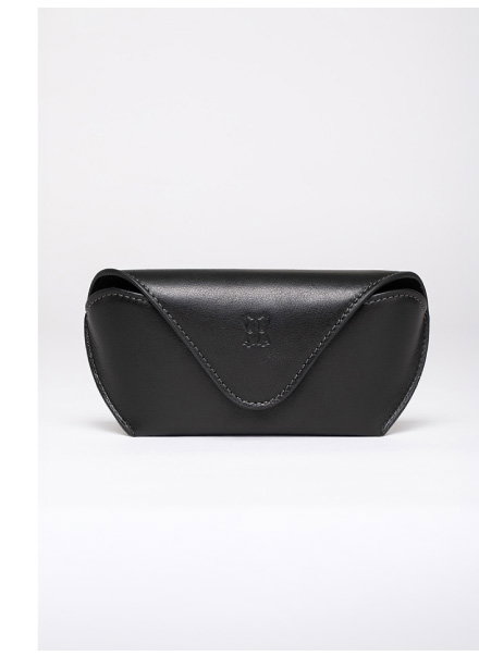 Flapover Leather Glasses Case Black
