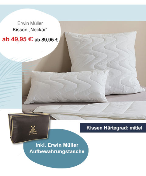 Erwin Müller Kissen "Neckar" ab 49,95€! Kissen Härtegrad: mittel. Inkl. Erwin Müller Aufbewahrungstasche. 