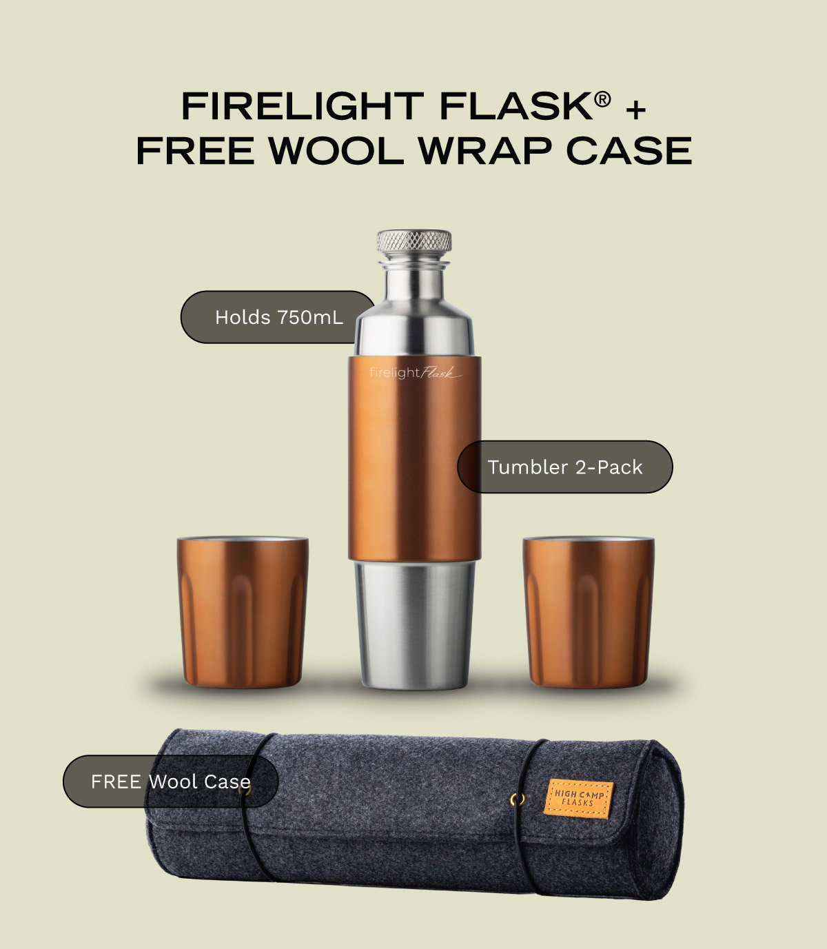 Firelight Flask + FREE Wool Wrap Case