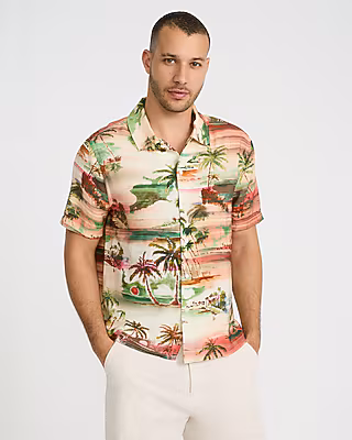 Seersucker Tropical Island Short Sleeve Shirt