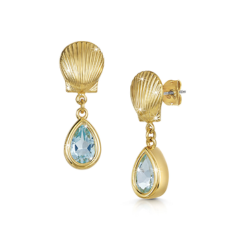 Sea Blue Topaz Shell Earrings