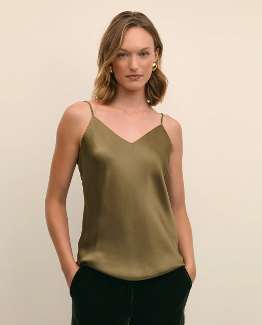 Image of V-Neck Cami in Washable Silk Charmeuse