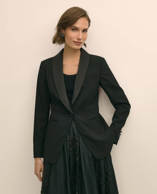 Image of Crepe Shawl-Collar Dinner Jacket