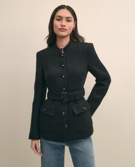 Image of Military Boucle Belted Jacket Jacket