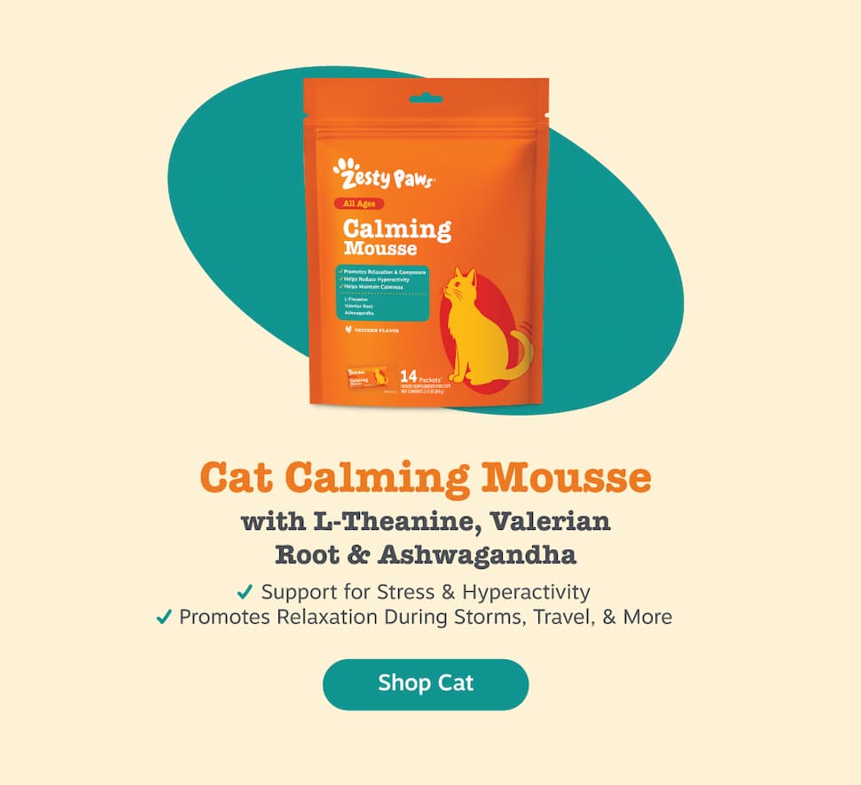 Cat Calming Mousse with L-Theanine, Valerian Root & Ashwagandha. Shop Cat.