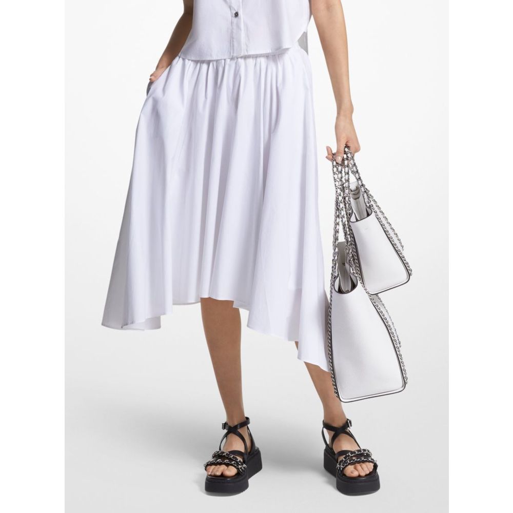 Image of Micheal Kors White Cotton Poplin Skirt