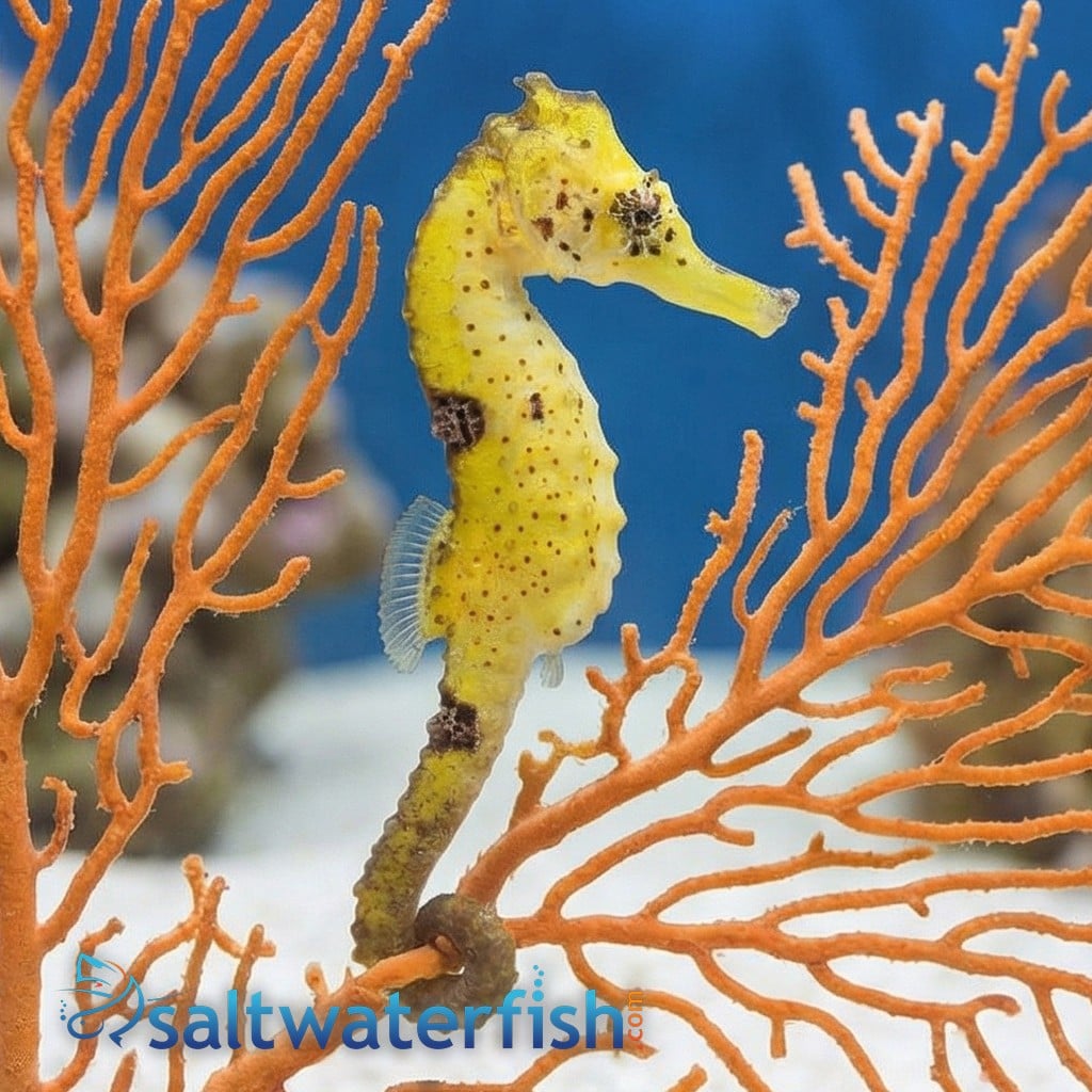 Colored Kuda Seahorse: Male - Captive Bred