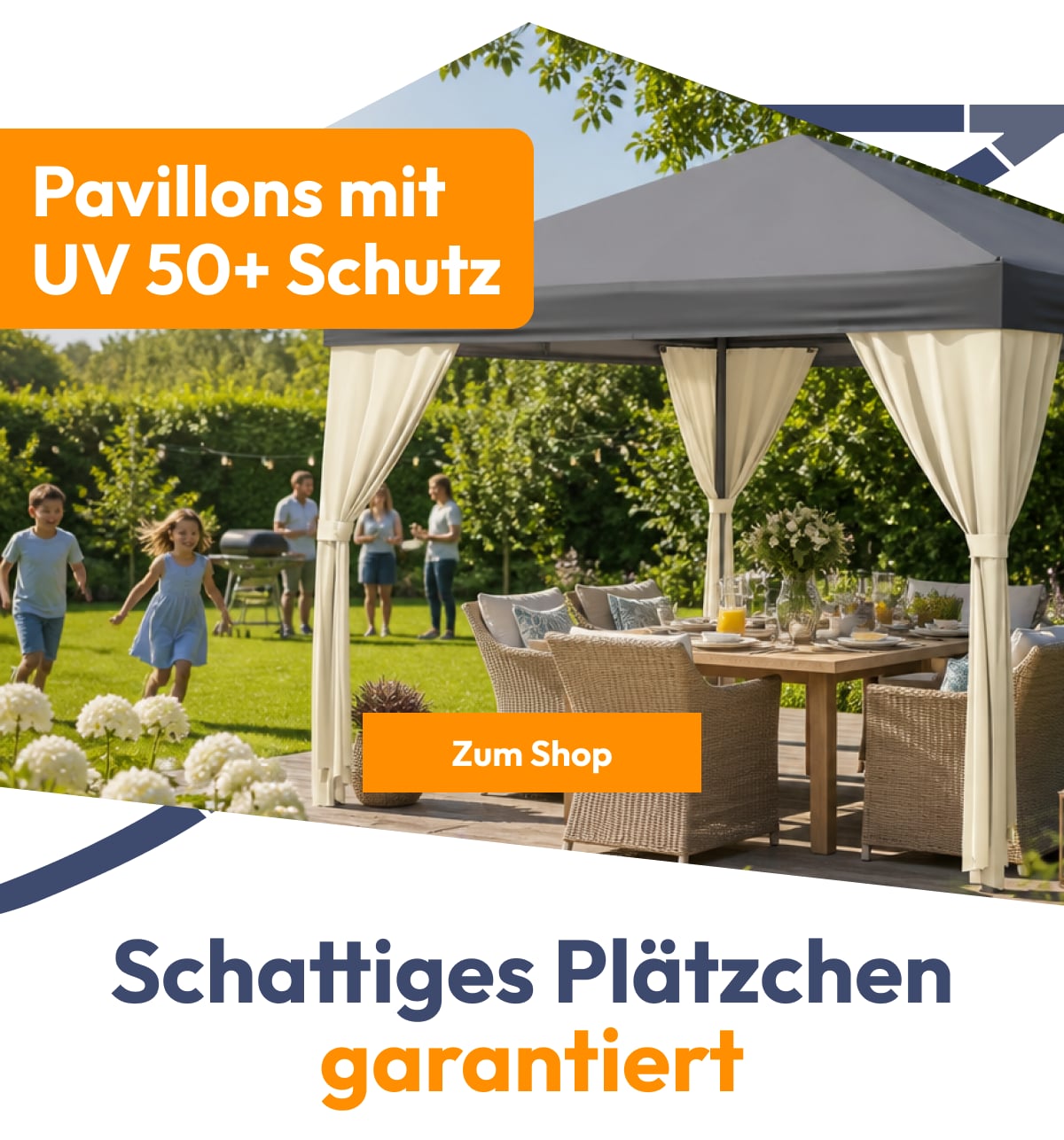 Schattiges Plätzchen garantiert | Pavillons mit UV 50+ Schutz | Zum Shop