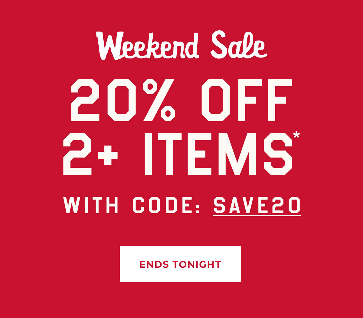 20% off 2+ items with code SAVE20