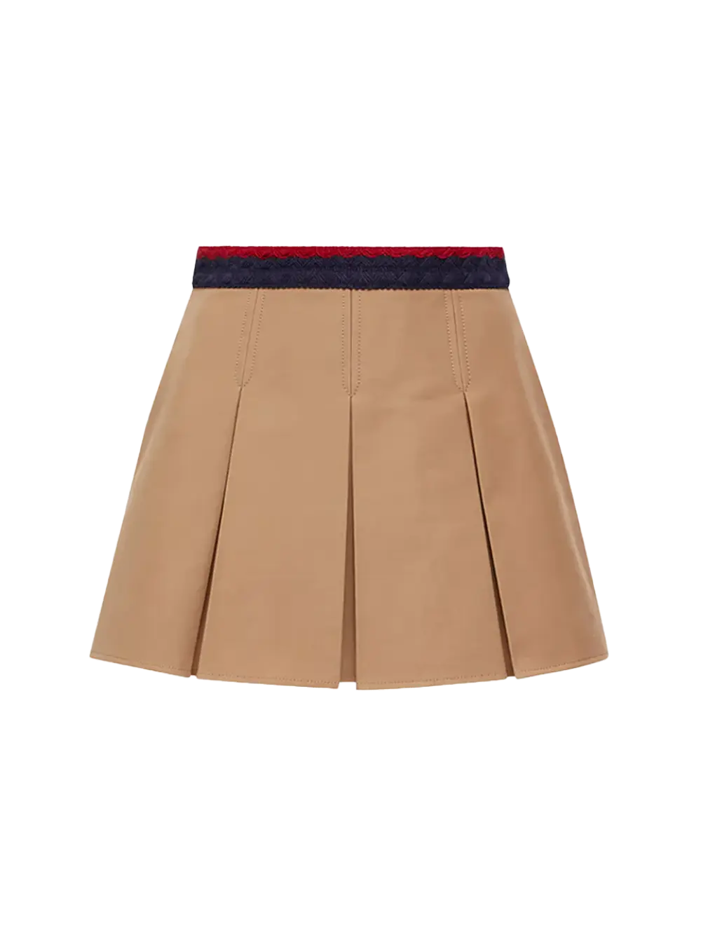 Moncler Women Cotton Gabardine Pleated Mini Skirt Beige.3