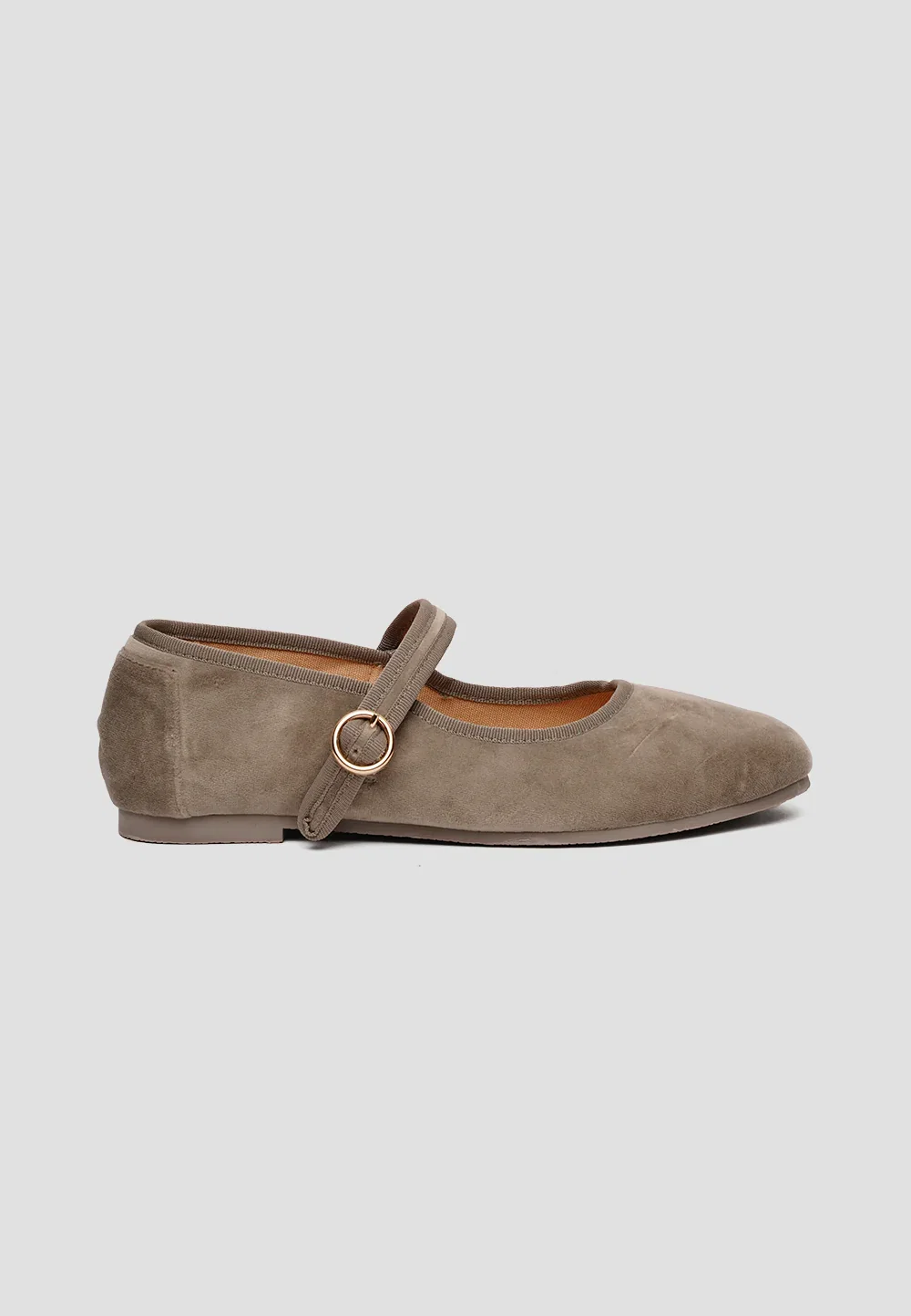 Mary Jane Velvet Beige