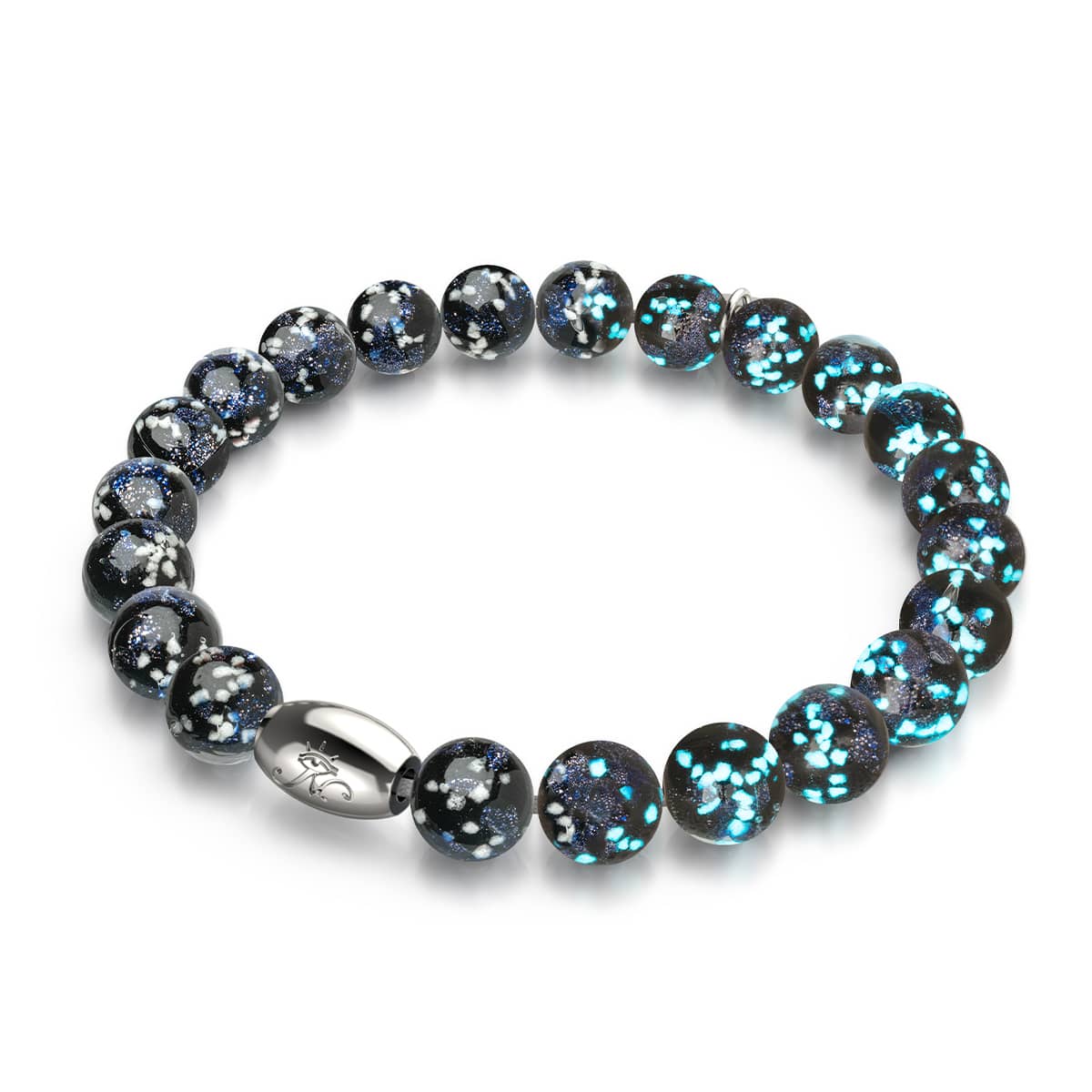 Image of NOGU Pitch Black | .925 Sterling Silver | Firefly Glass Bracelet in Black Blue Silver