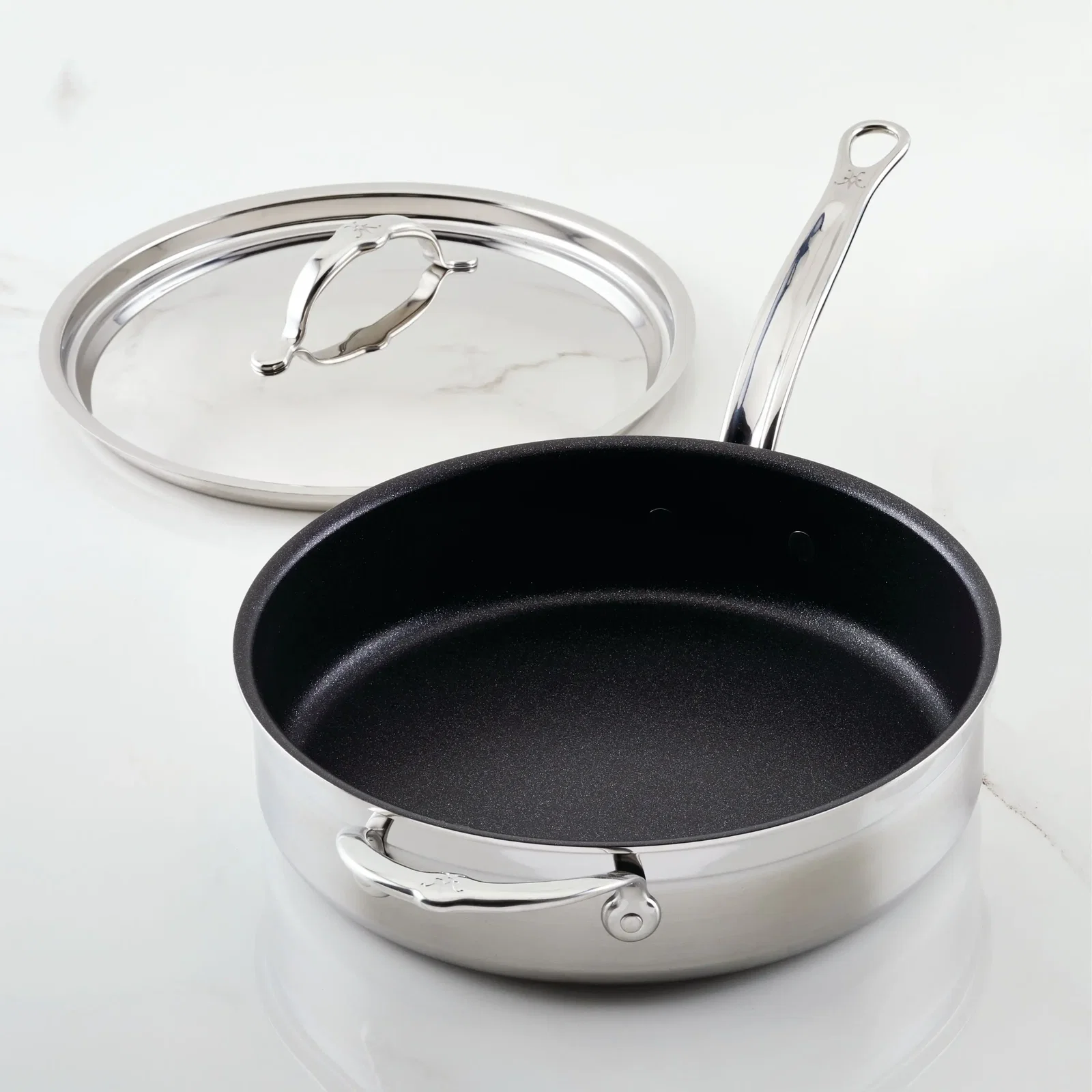 Image of Professional Clad Stainless Steel TITUM® Nonstick Sauté Pan with Lid, 3.5-Quart