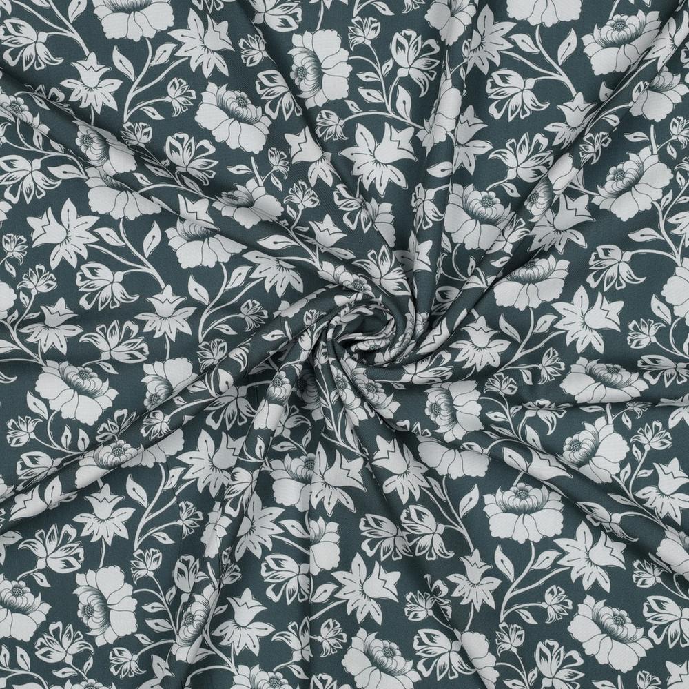 Tissu Viscose EcoVero Fleurs sur fond Vert sauge