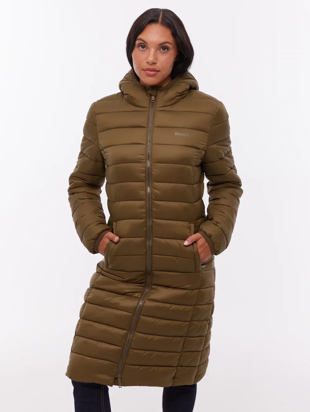 Image of Nella Hooded Maxi Puffer Jacket - Green