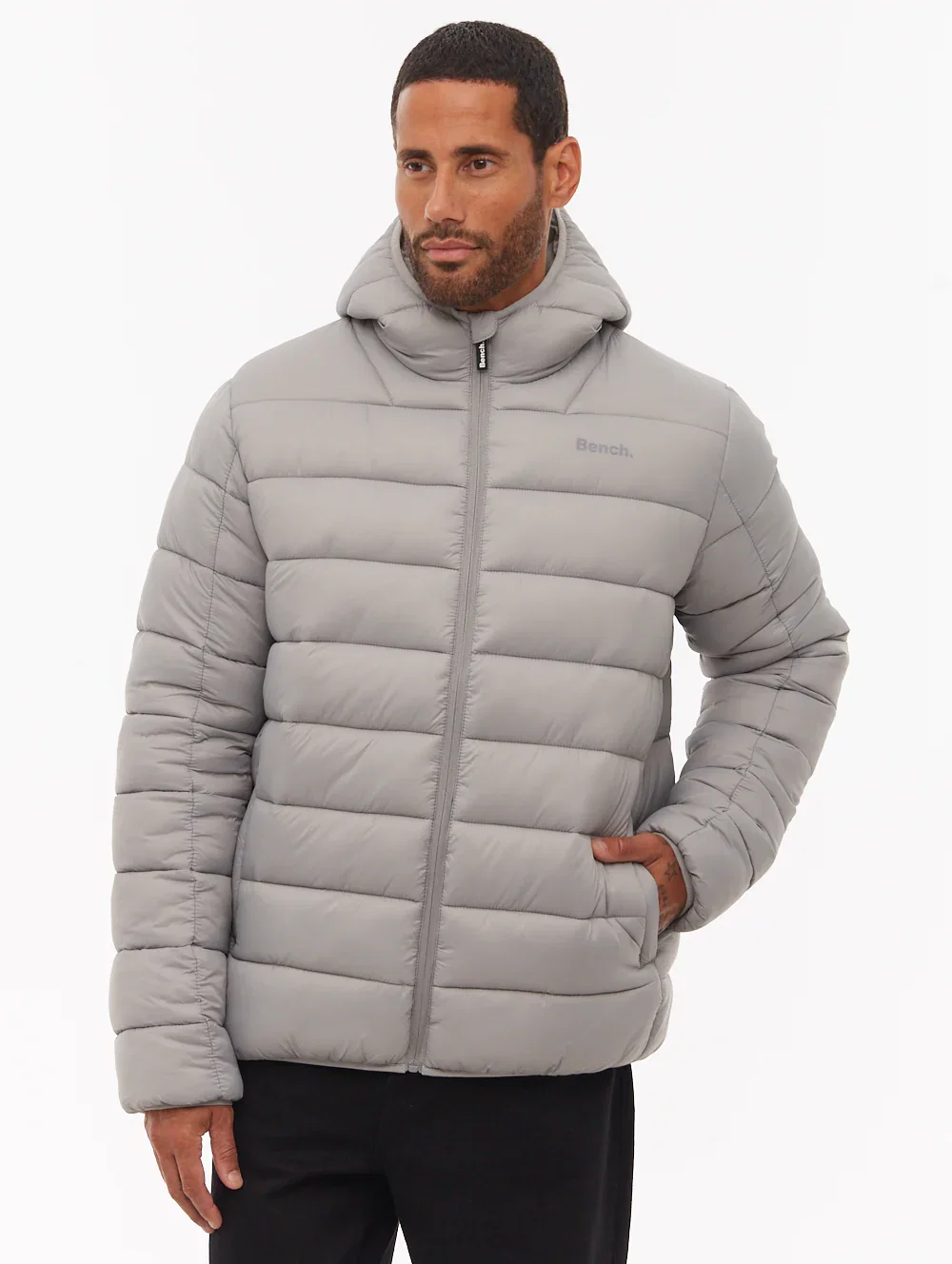 Image of Afflor Hooded Puffer Jacket - Grey