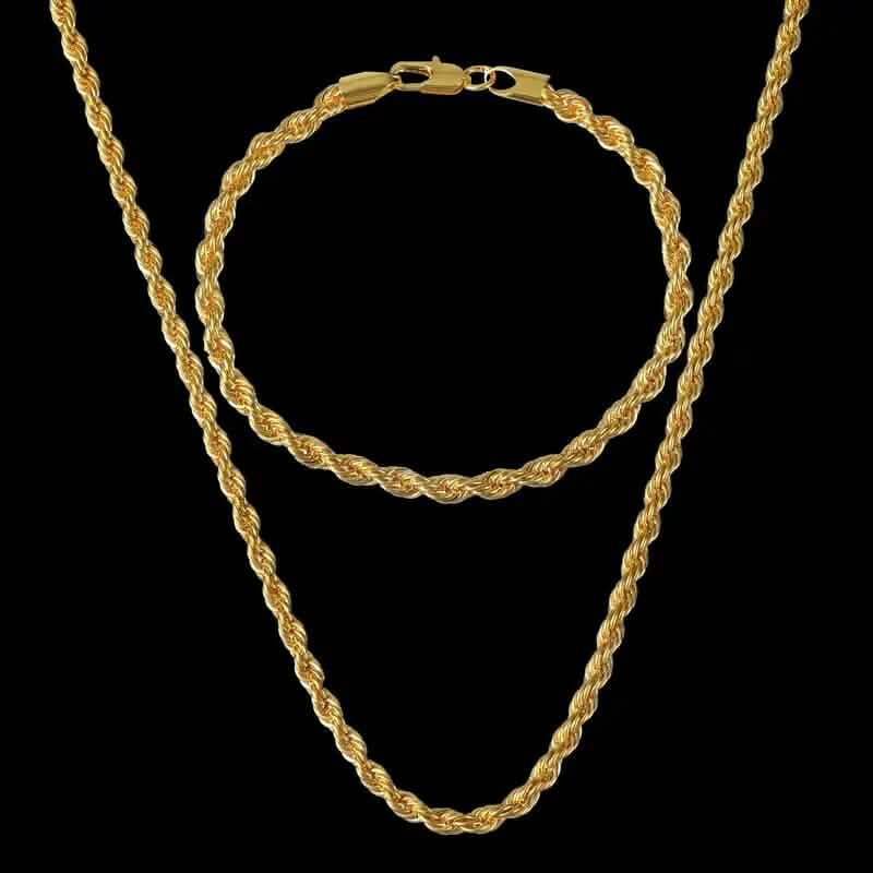 Image of 18K Gold European Classic Twist Necklace + Bracelet