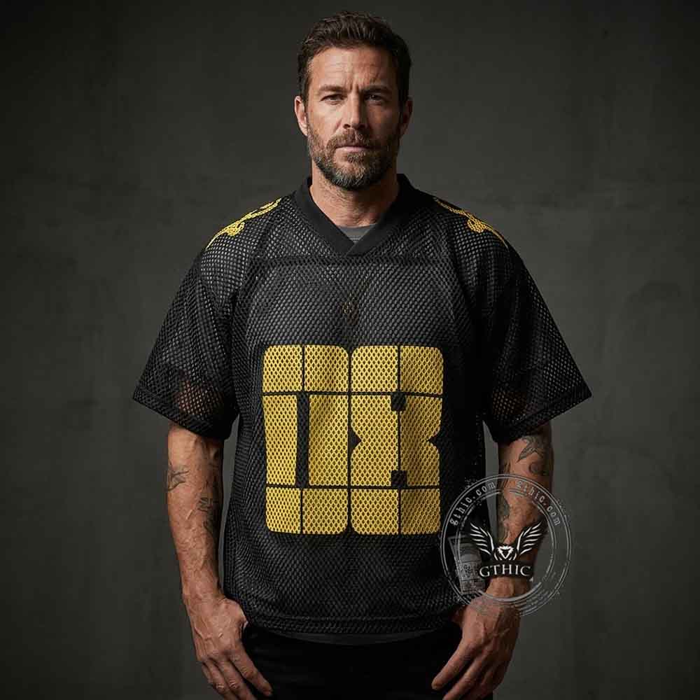 Image of American-Style Loose-Fit Mesh Cutout Sports T-shirt