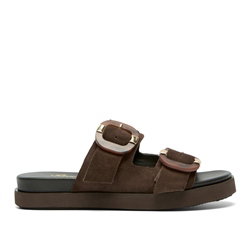 Letta Brown Suede Mule Sandals