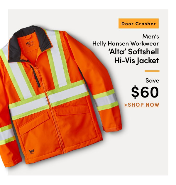 Door Crasher Men's Helly Hansen Workwear 'Alta' Softshell Hi-Vis Jacket Save $60